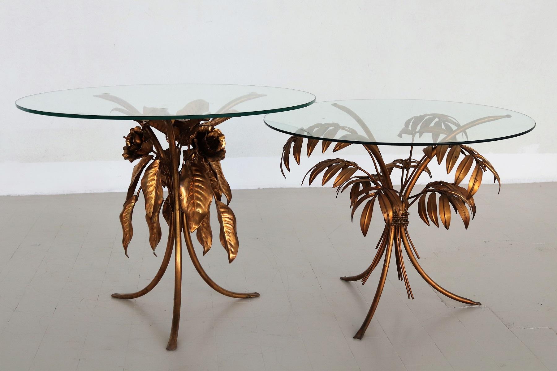 Hollywood Regency Midcentury Leaves and Flower Coffee Table in Gilt Metal by Hans Kögl, 1970s