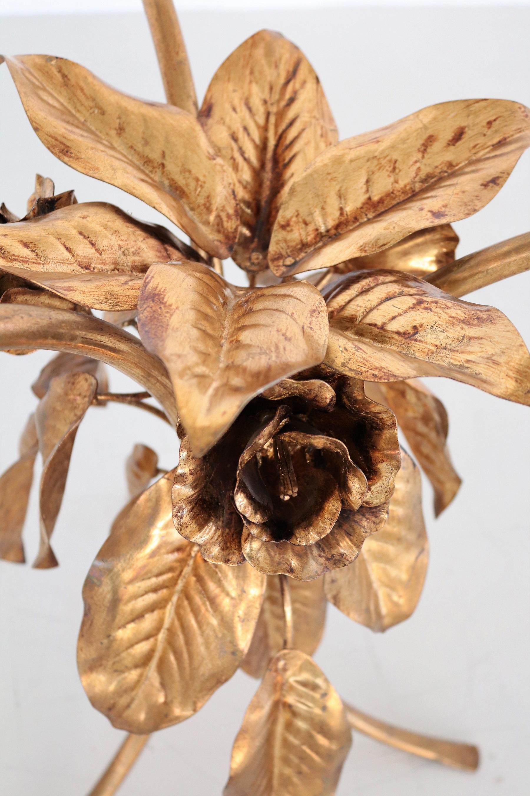 Midcentury Leaves and Flower Coffee Table in Gilt Metal by Hans Kögl, 1970s 1