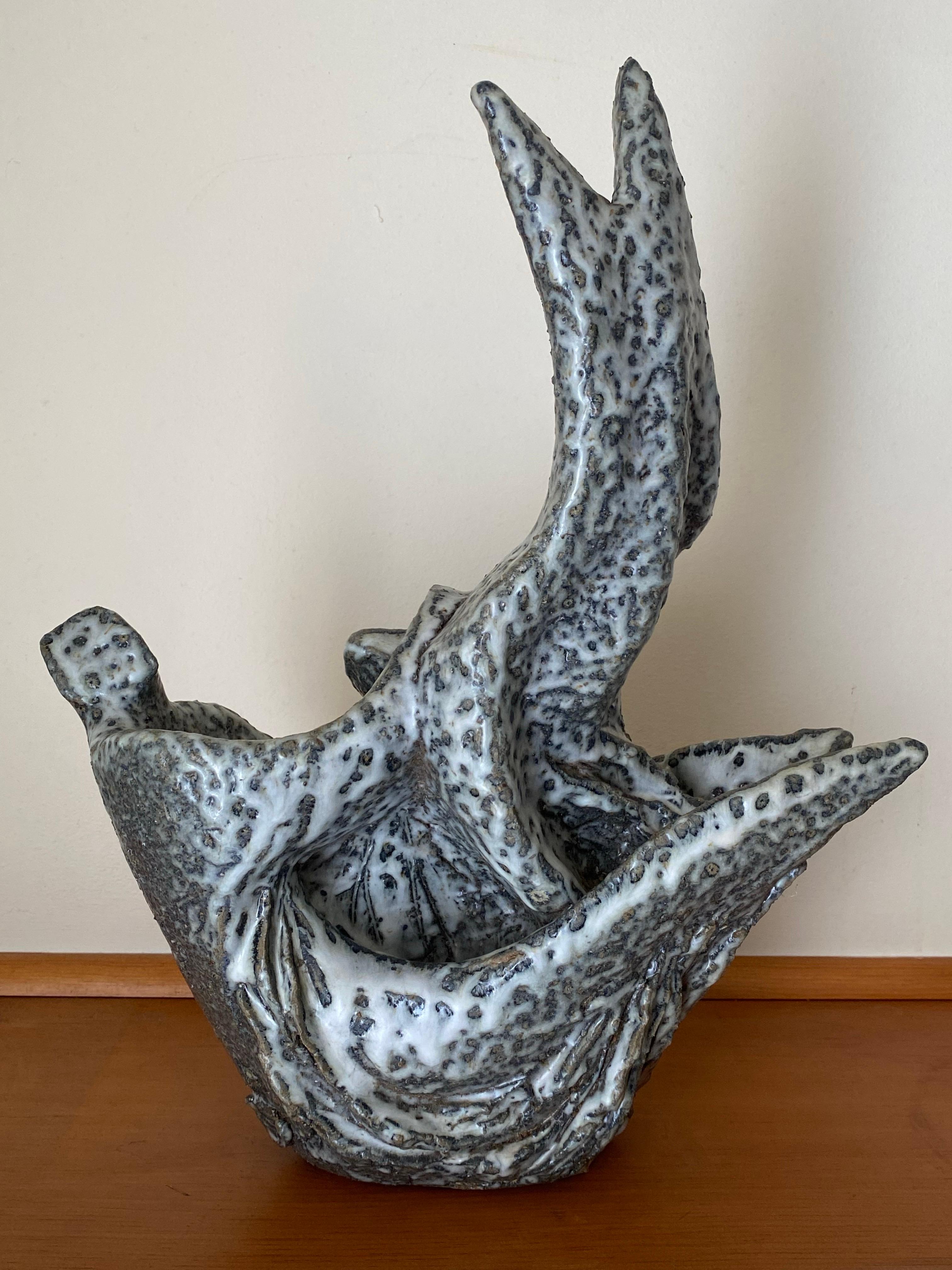 Organic Modern Midcentury Lee Rosen for Design-Technics Brutalist Figural Stoneware Sculpture For Sale