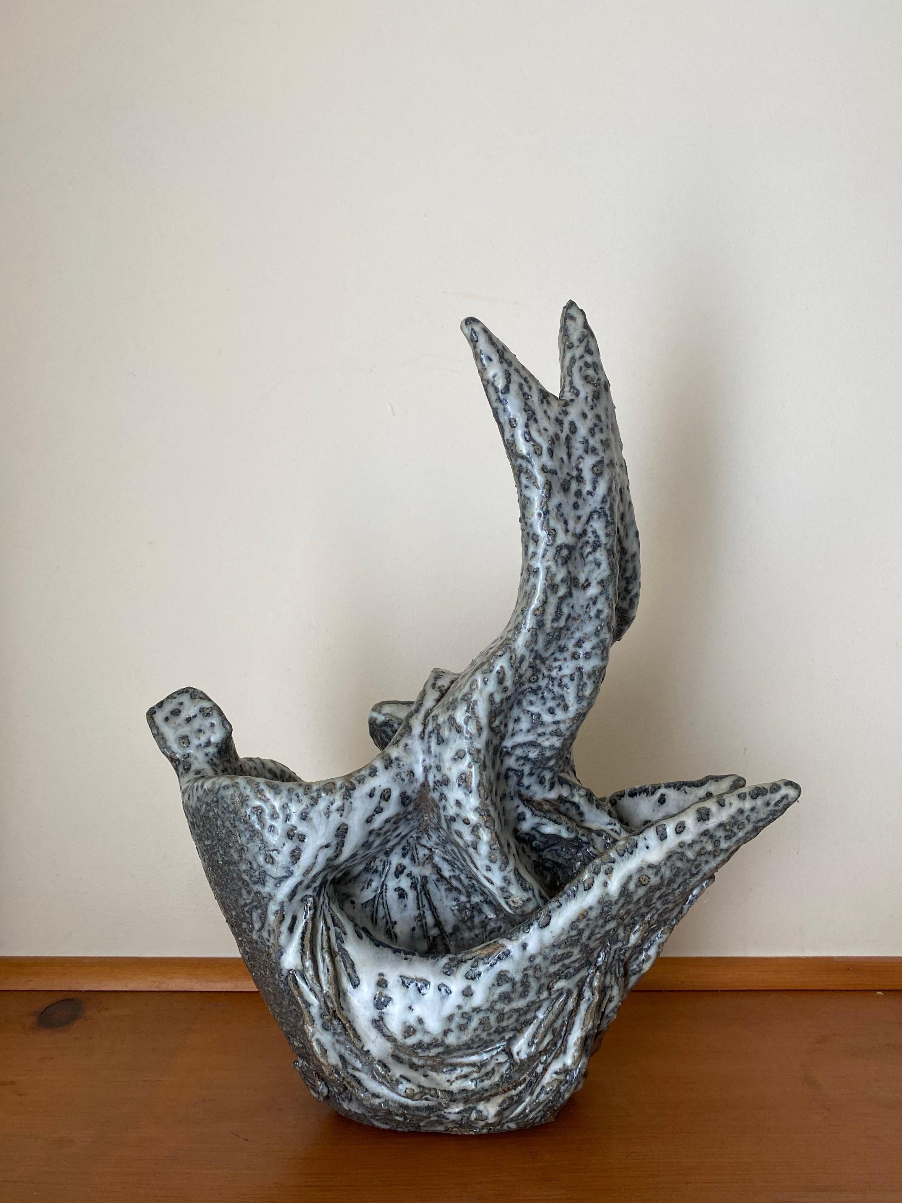 Carved Midcentury Lee Rosen for Design-Technics Brutalist Figural Stoneware Sculpture For Sale