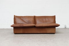 Midcentury LeoLux Buffalo Leather Loveseat