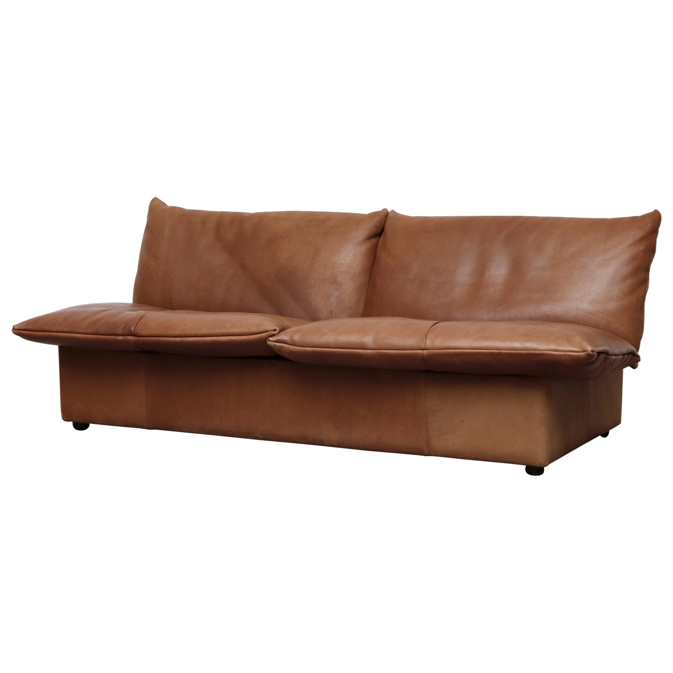 Midcentury LeoLux Buffalo Leather Loveseat