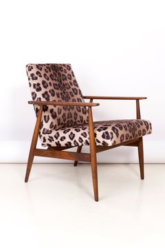 Midcentury Leopard Print Velvet Dante Armchair, H. Lis, 1960s