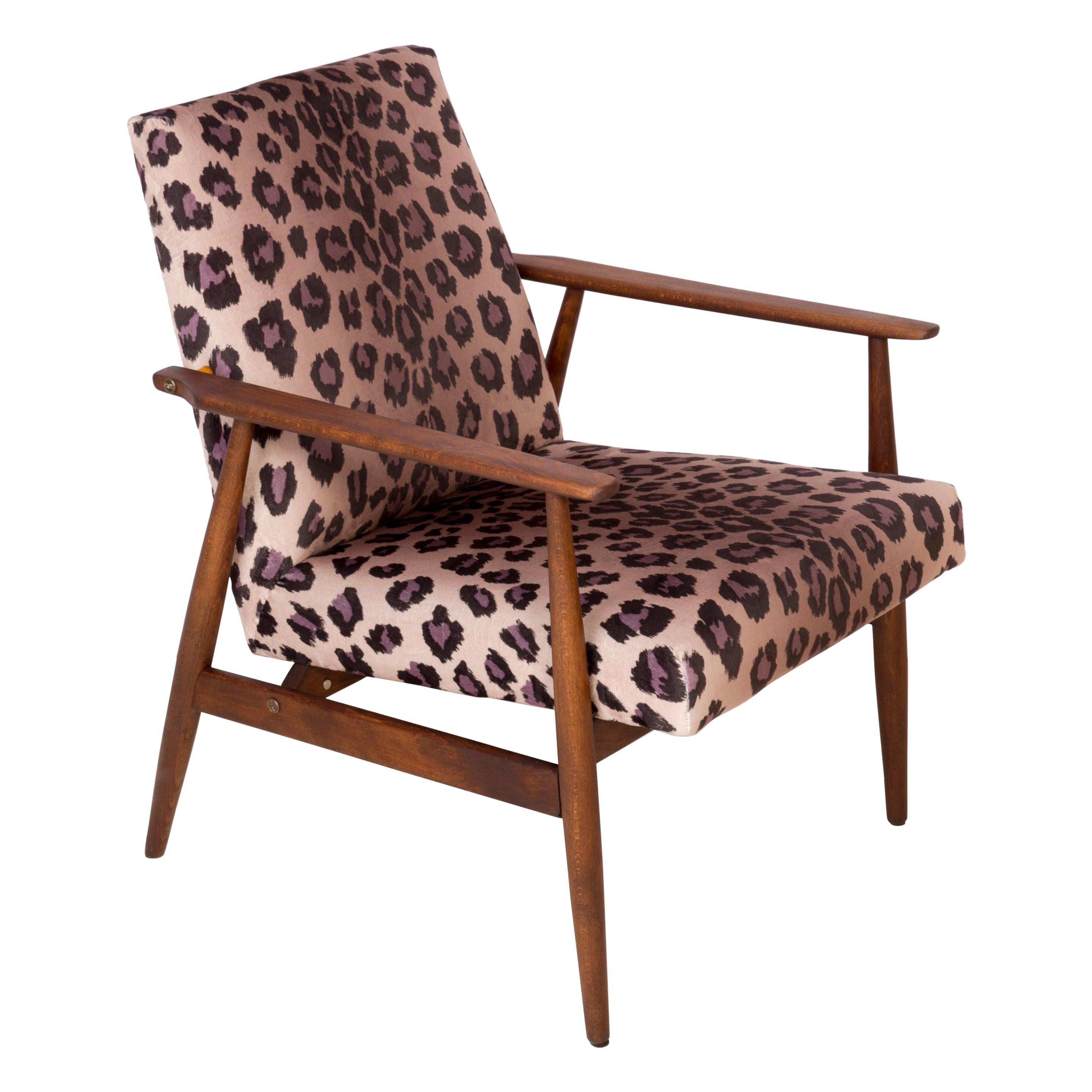 Samt-Dante-Sessel mit Leopardenmuster aus der Jahrhundertmitte:: H. Lis:: 1960er Jahre