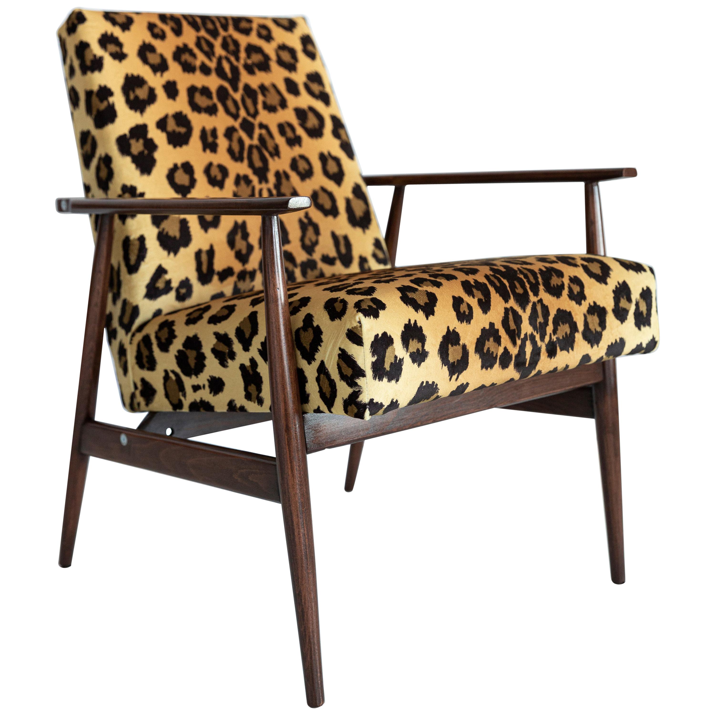 Midcentury-Sessel aus Samt mit Leopardenmuster und Dante, H. Lis, 1960er Jahre