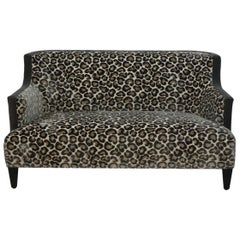Midcentury Leopard Print Velvet Loveseat