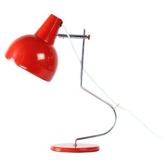 Midcentury Lidokov L193 Table Lamp By Josef Hurka In Red Metal, Czechoslovakia