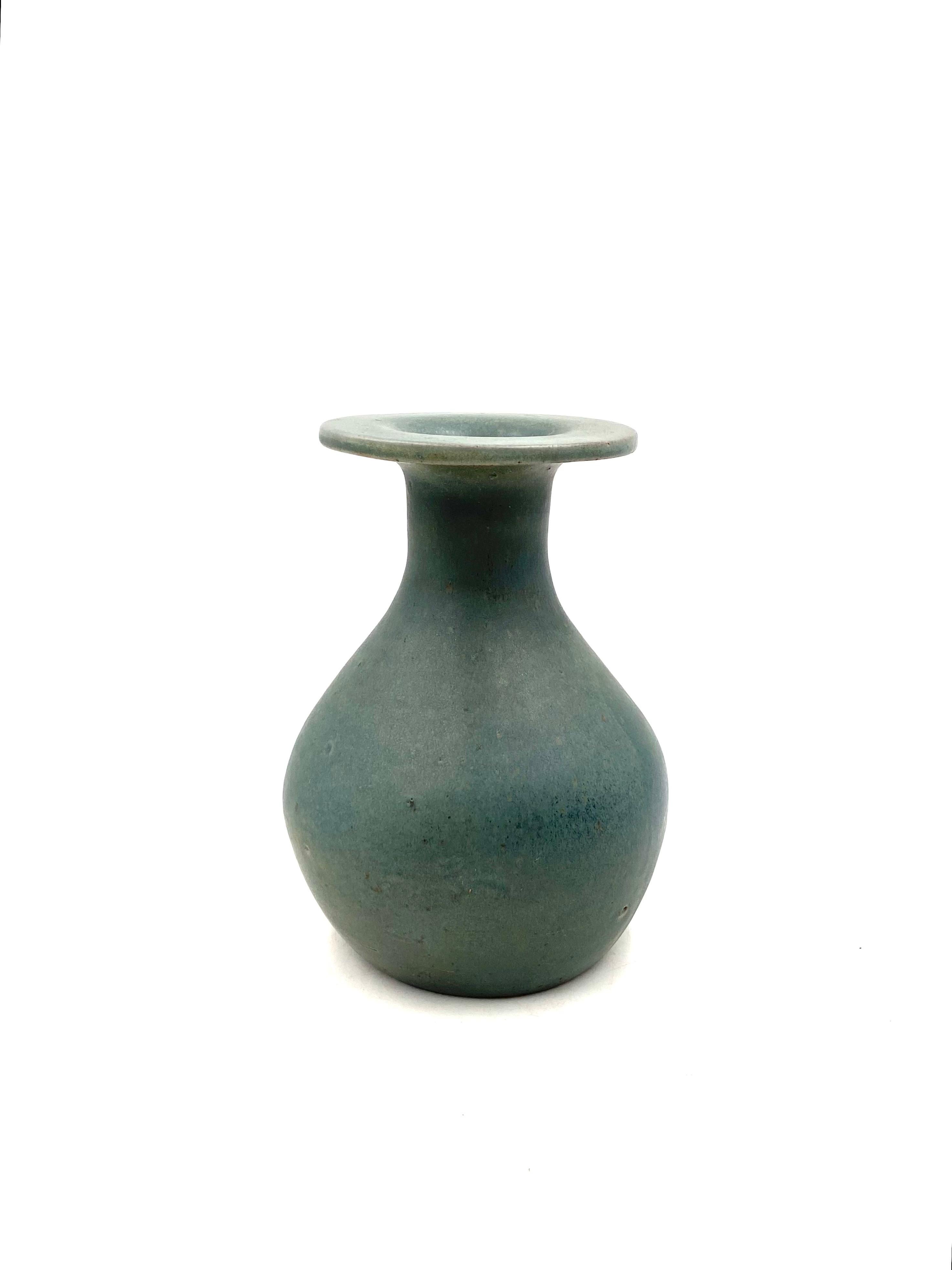 Midcentury light blue ceramic vase, France 1960s For Sale 5
