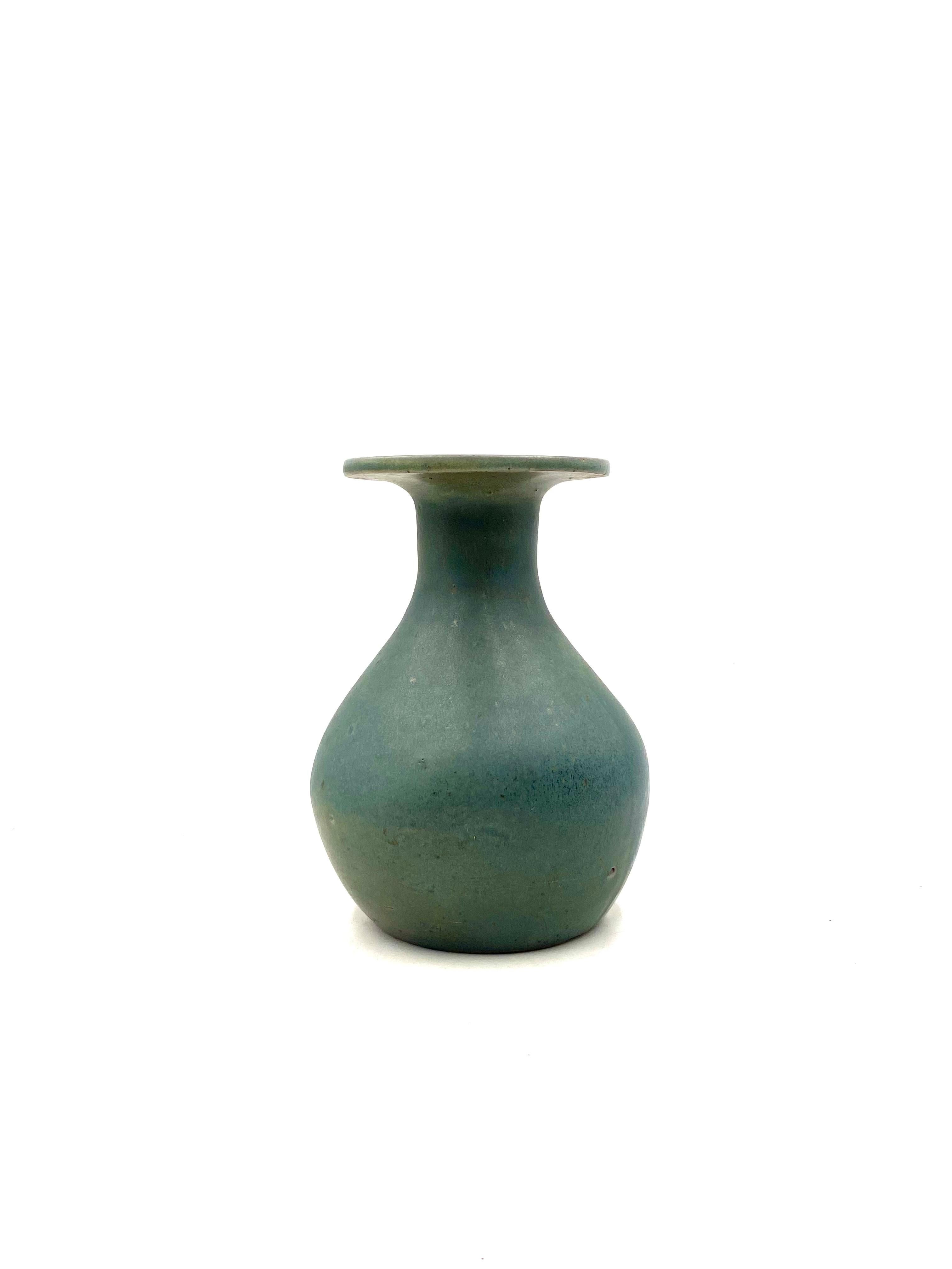 Midcentury light blue ceramic vase, France 1960s For Sale 7