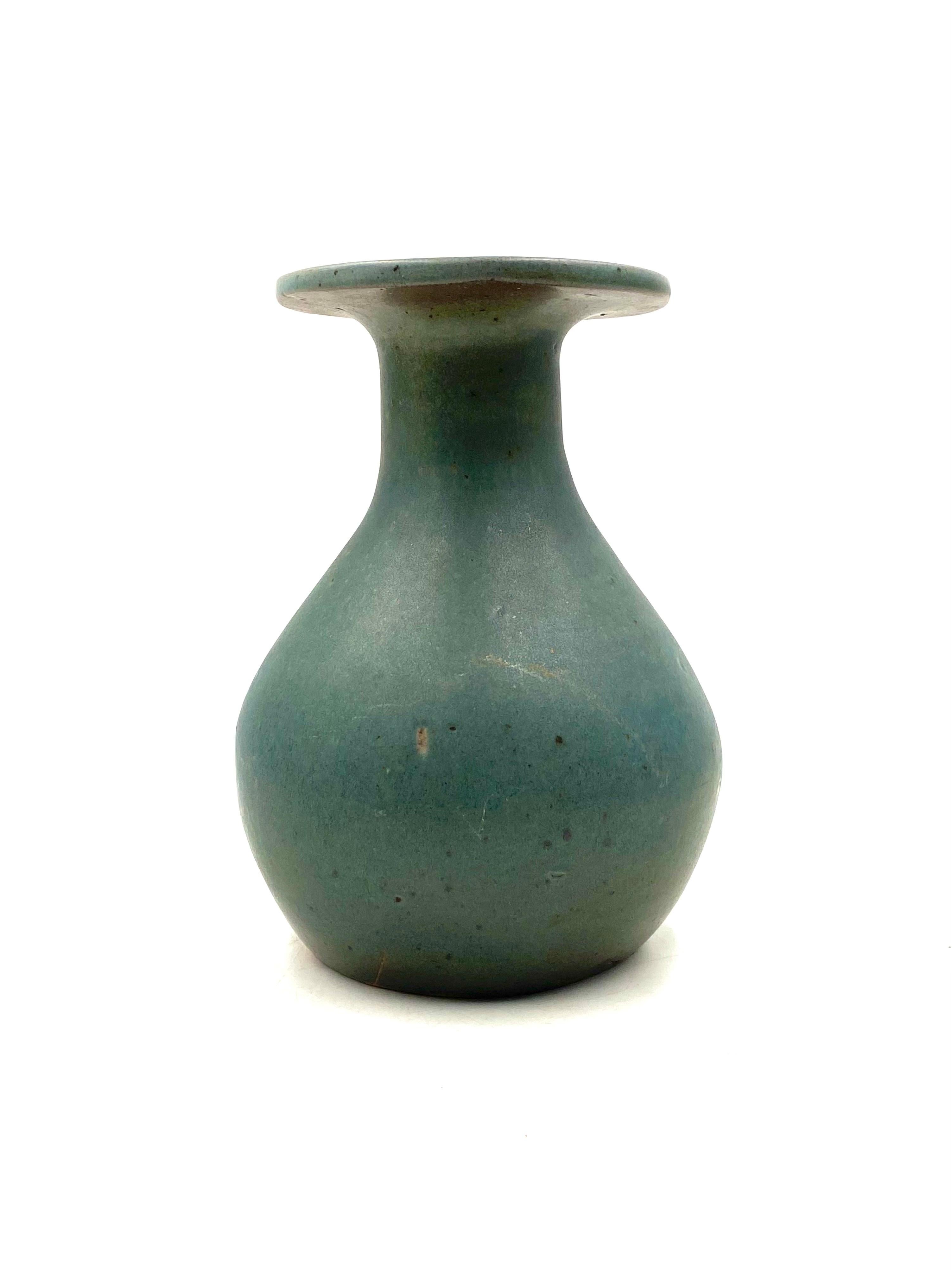 Midcentury light blue ceramic vase, France 1960s For Sale 9