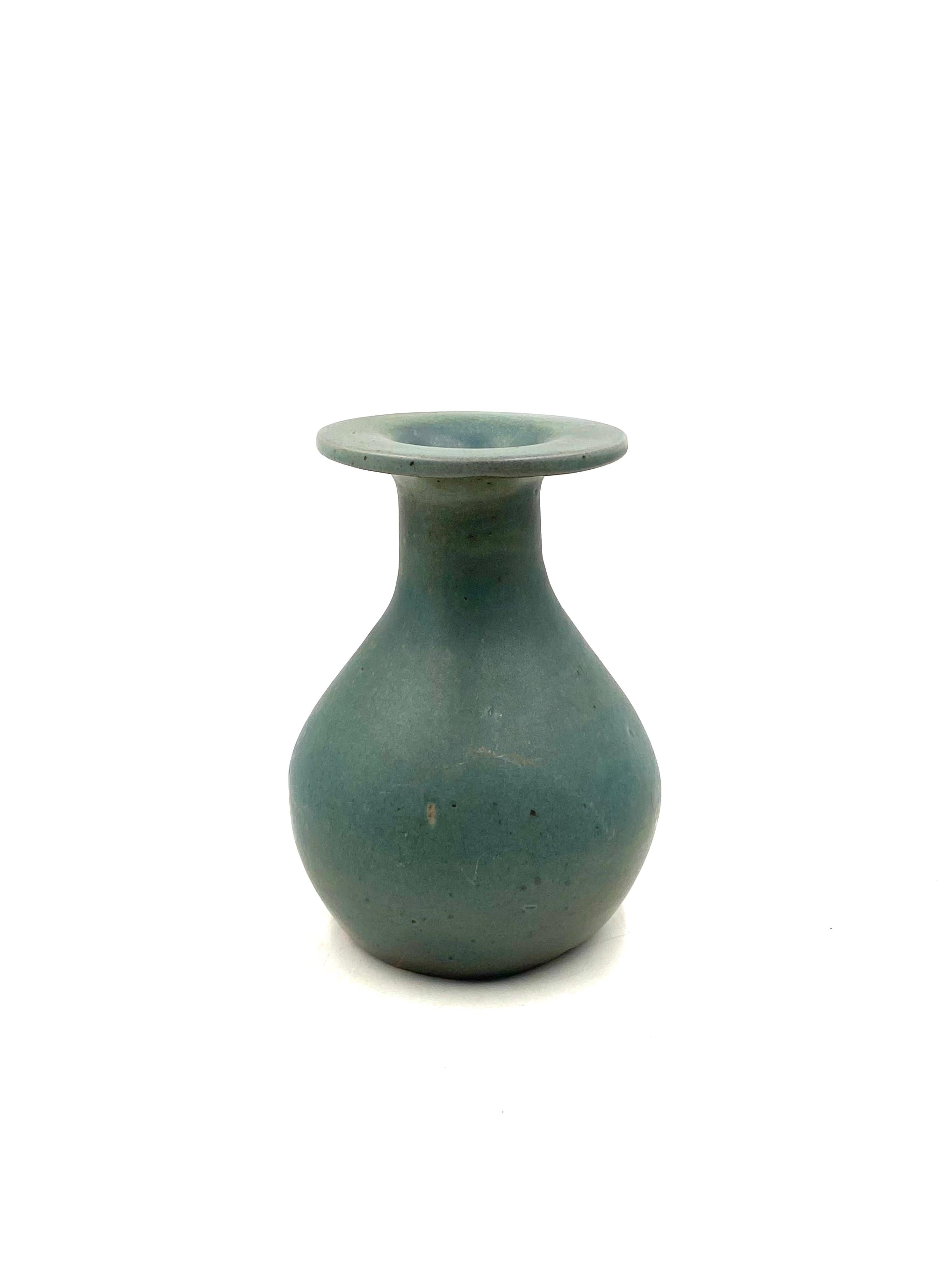 Midcentury light blue ceramic vase, France 1960s For Sale 10