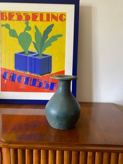 Midcentury light blue ceramic vase, France 1960s