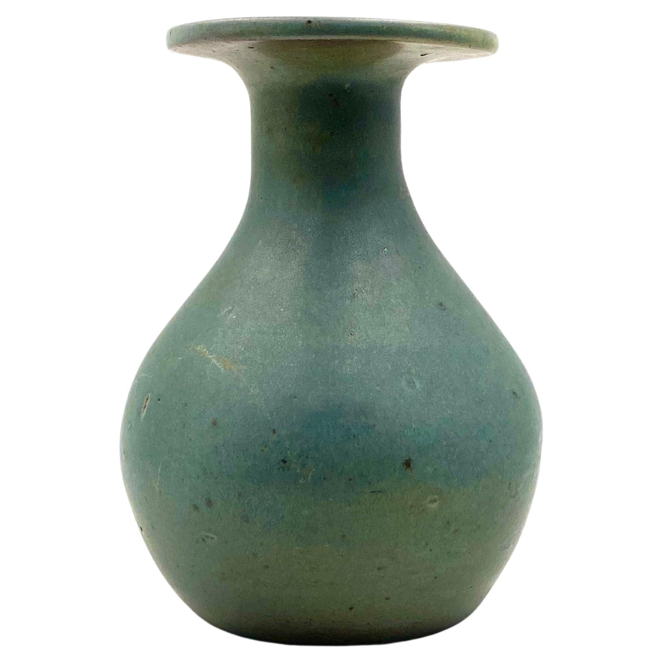 Midcentury light blue ceramic vase, France 1960s For Sale
