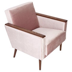 Midcentury Light Pink Velvet Club Armchair, 1960s, Europe, Germany