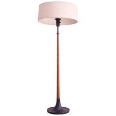 Midcentury Lightolier Walnut Floor Lamp with Ebonized Base