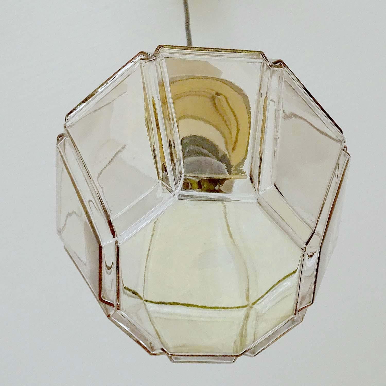Very Large Limburg Glass and Brass Lantern Style Pendant Light Midcentury, 1970s For Sale 9