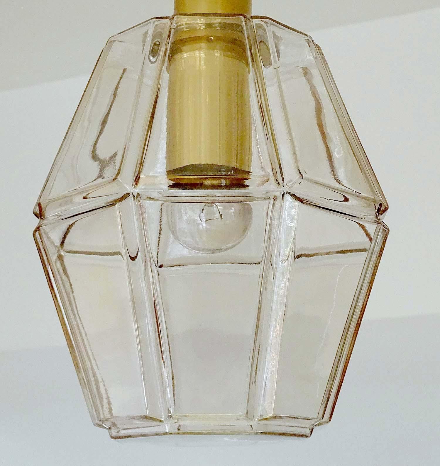 Very Large Limburg Glass and Brass Lantern Style Pendant Light Midcentury, 1970s For Sale 2