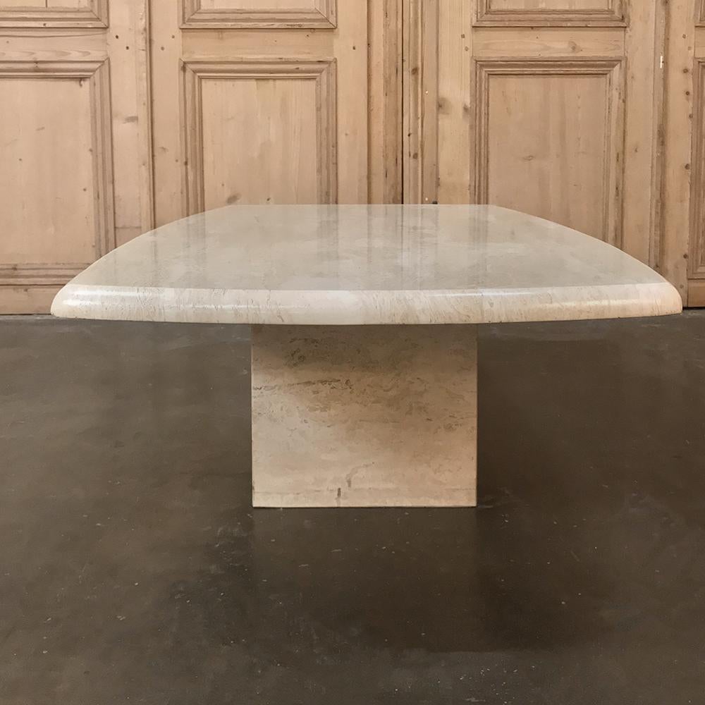 Hand-Crafted Mid-century Limestone Coffee Table