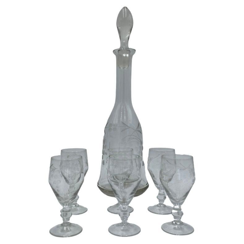 Mid-Century Liquer Set -Decanter with Glasses, 1970s