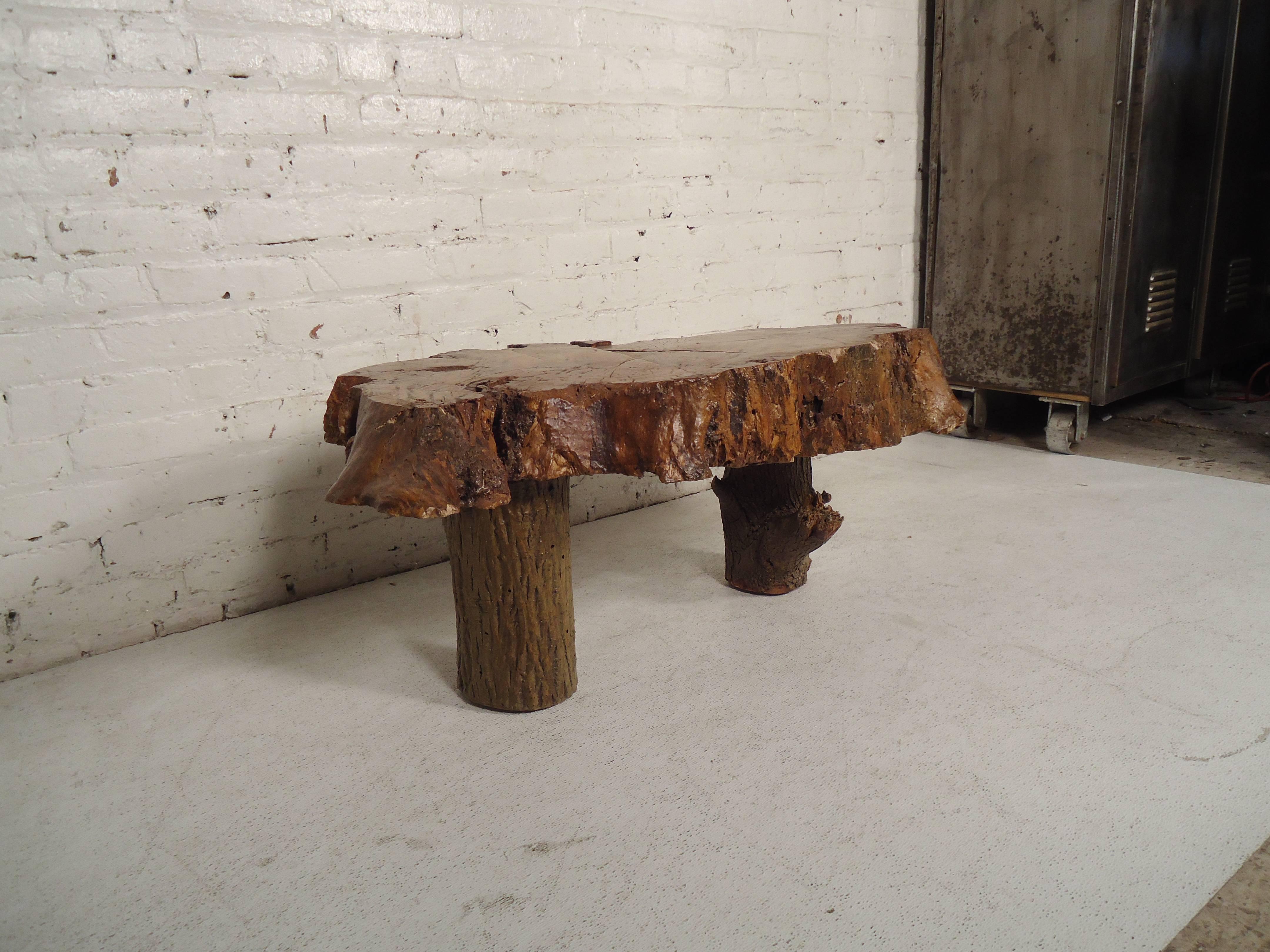 Midcentury Live Edge Bench/Side Table In Good Condition In Brooklyn, NY