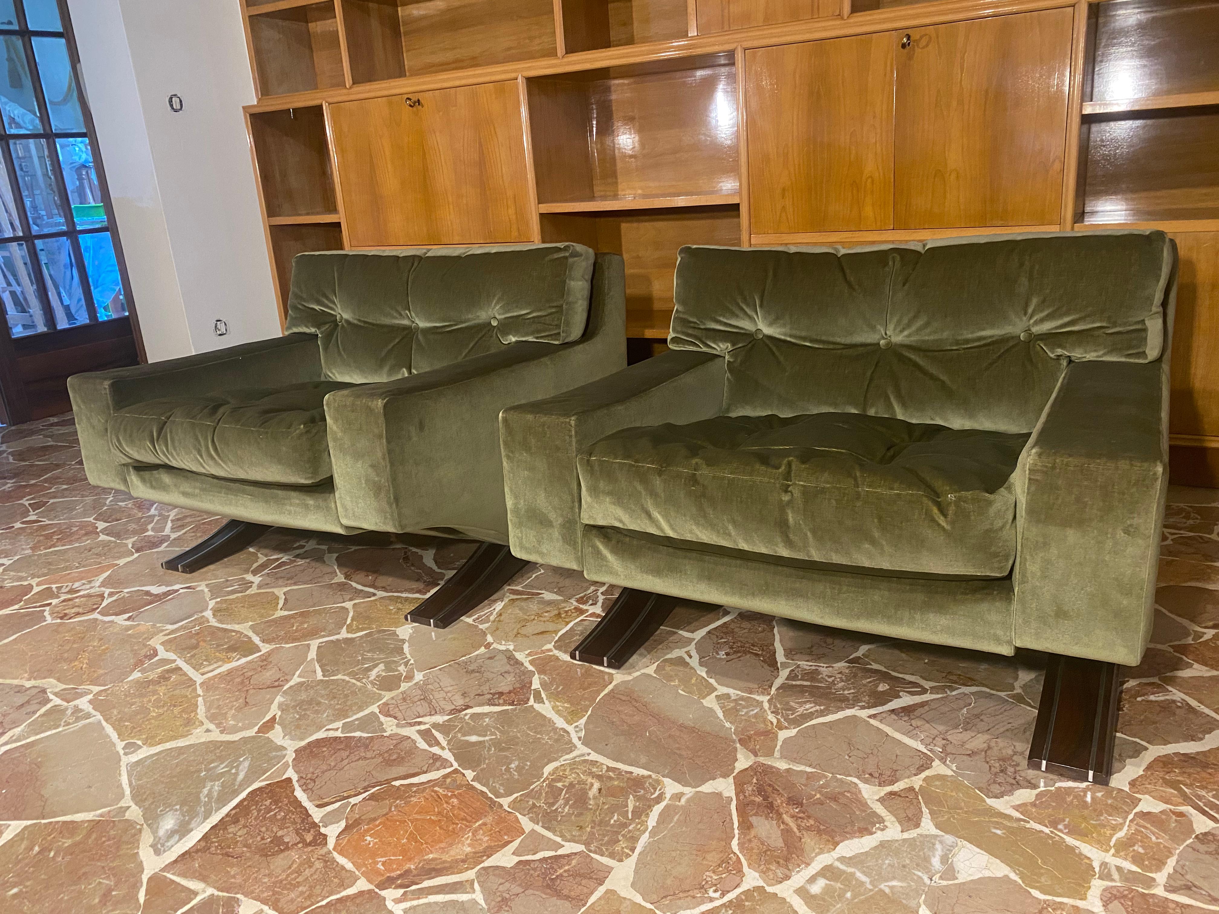 Midcentury Living Room Set Olive Green Color by Franz Sartori for Flexform 10
