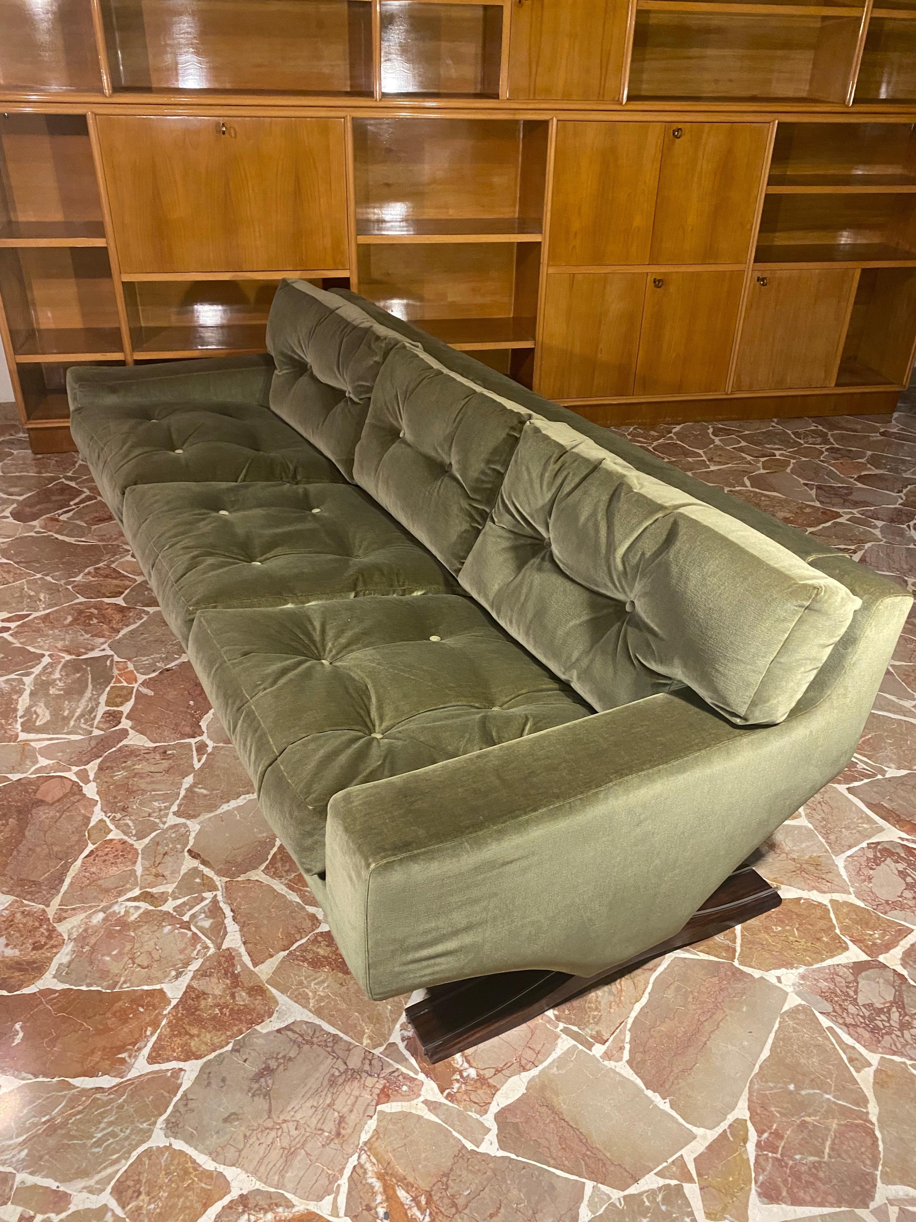 Italian Midcentury Living Room Set Olive Green Color by Franz Sartori for Flexform