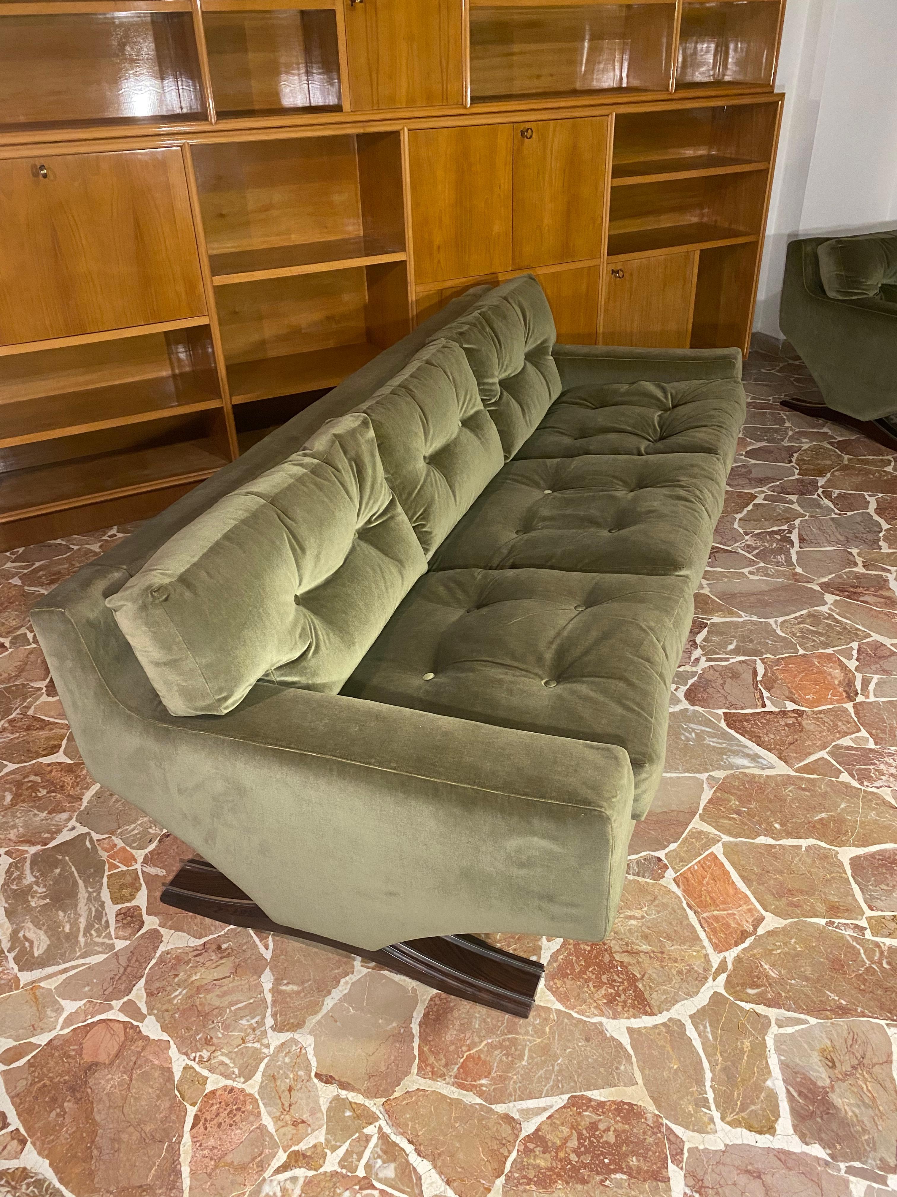 Late 20th Century Midcentury Living Room Set Olive Green Color by Franz Sartori for Flexform