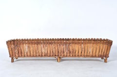 Midcentury Long Bamboo Rattan Planter Window Box Jardiniere Plant Stand Tiki