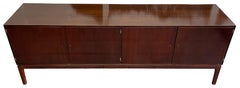 Midcentury Long Danish Modern Teak Credenza Sideboard 4-Door keyed