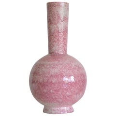 Midcentury Long Neck Crackle Glazed Ceramic Vase