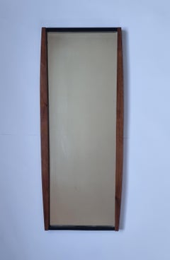Midcentury Long Teak Wall Mirror, Denmark, 1960s