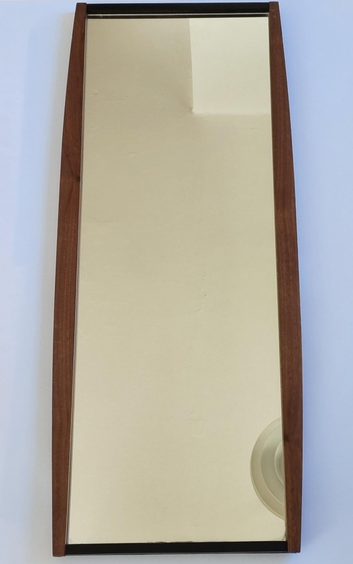 Mid-Century Modern Midcentury Long Teak Wall Mirror, Denmark, 1960s For Sale