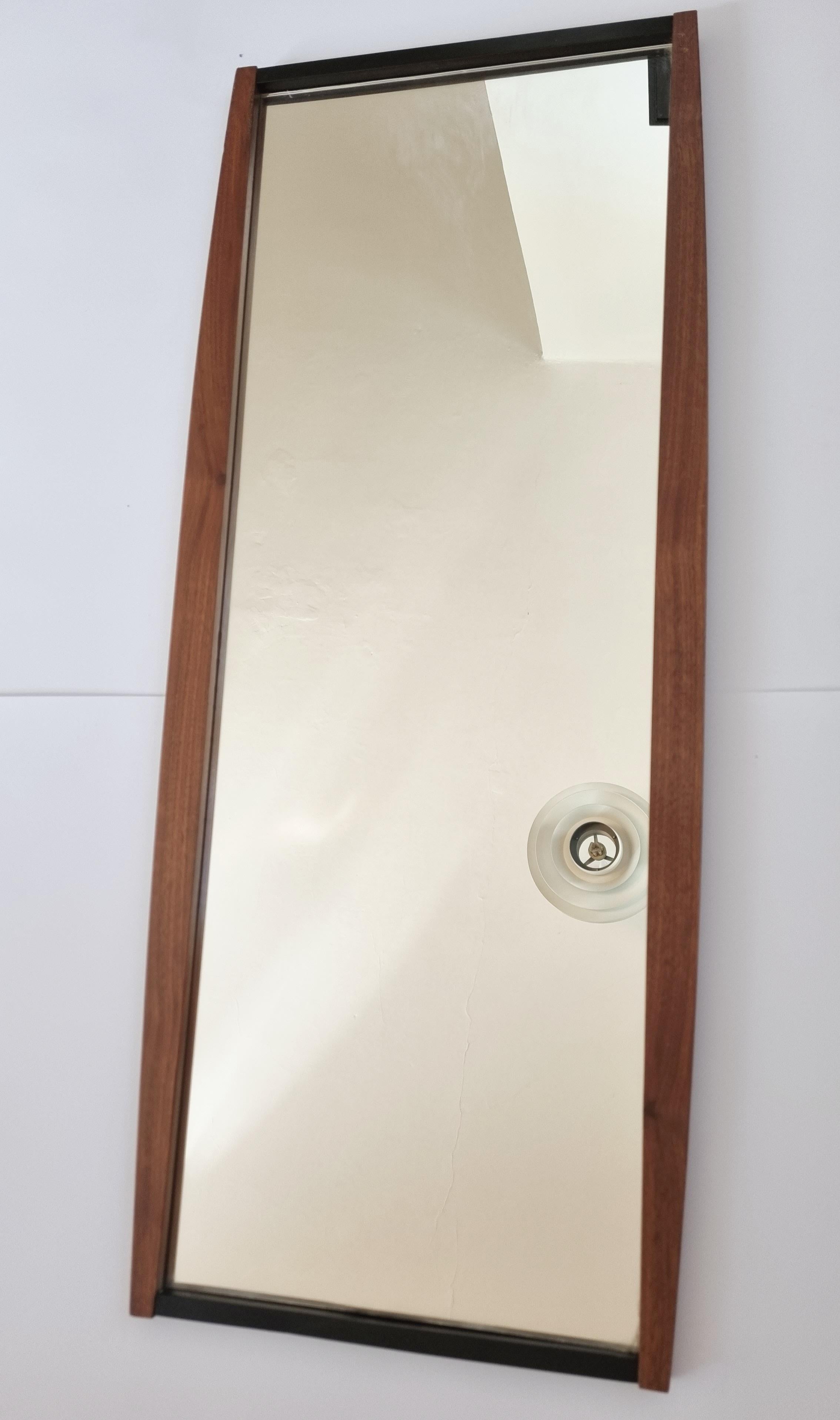 Midcentury Long Teak Wall Mirror, Denmark, 1960s For Sale 2