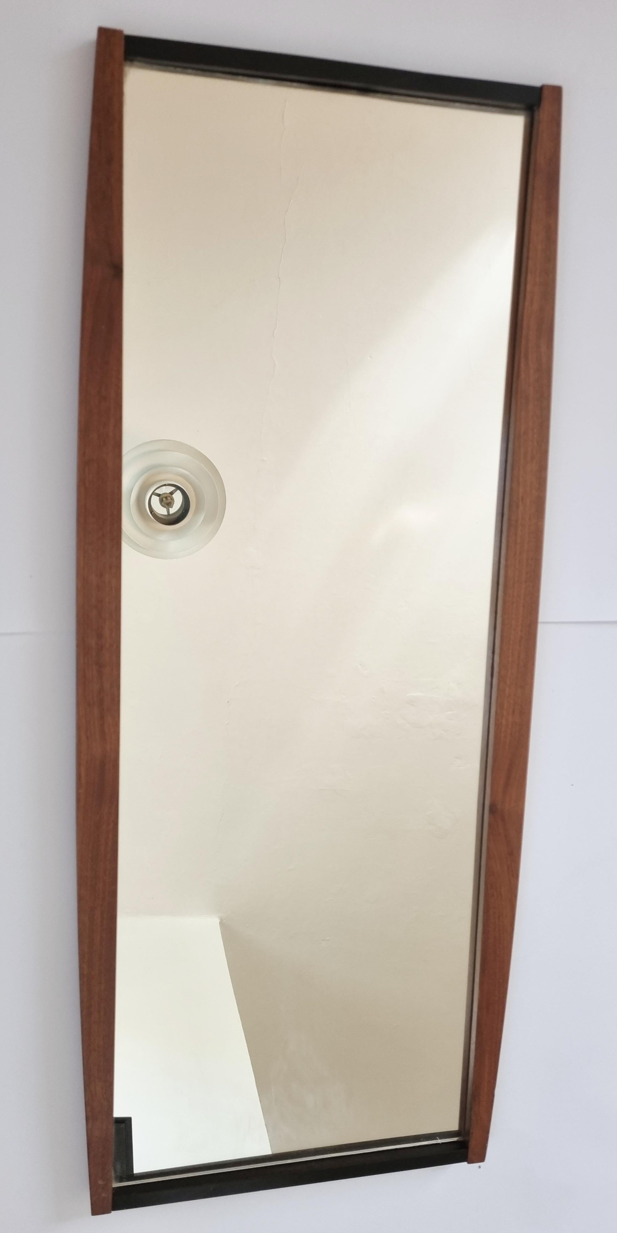 Midcentury Long Teak Wall Mirror, Denmark, 1960s For Sale 3