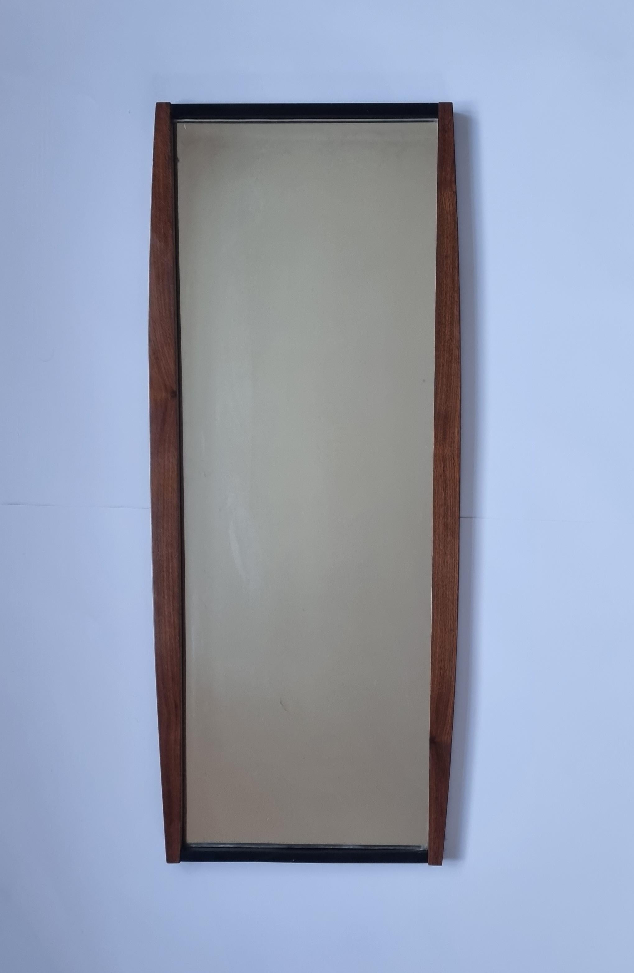 Midcentury Long Teak Wall Mirror, Denmark, 1960s For Sale 3