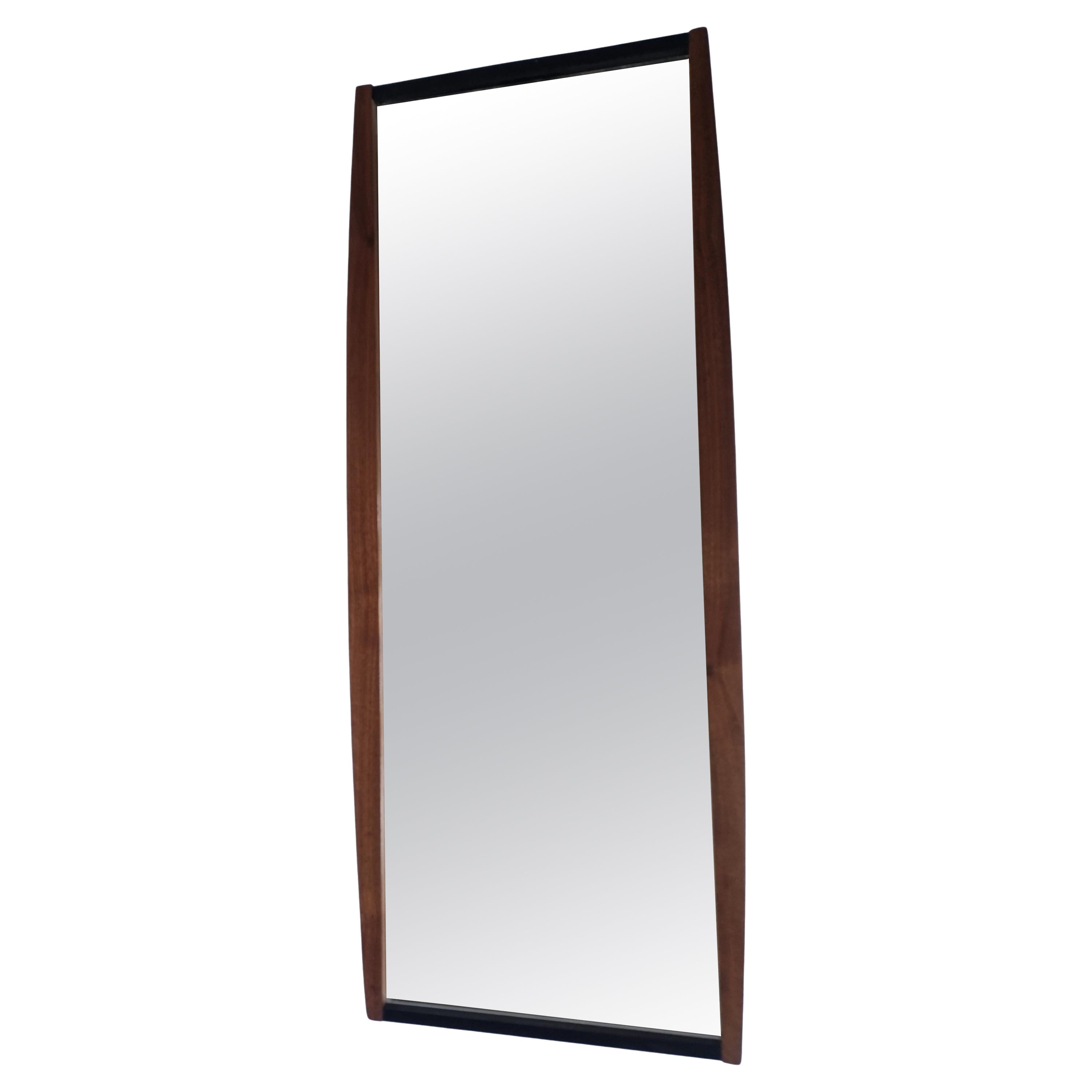 Midcentury Long Teak Wall Mirror, Denmark, 1960s