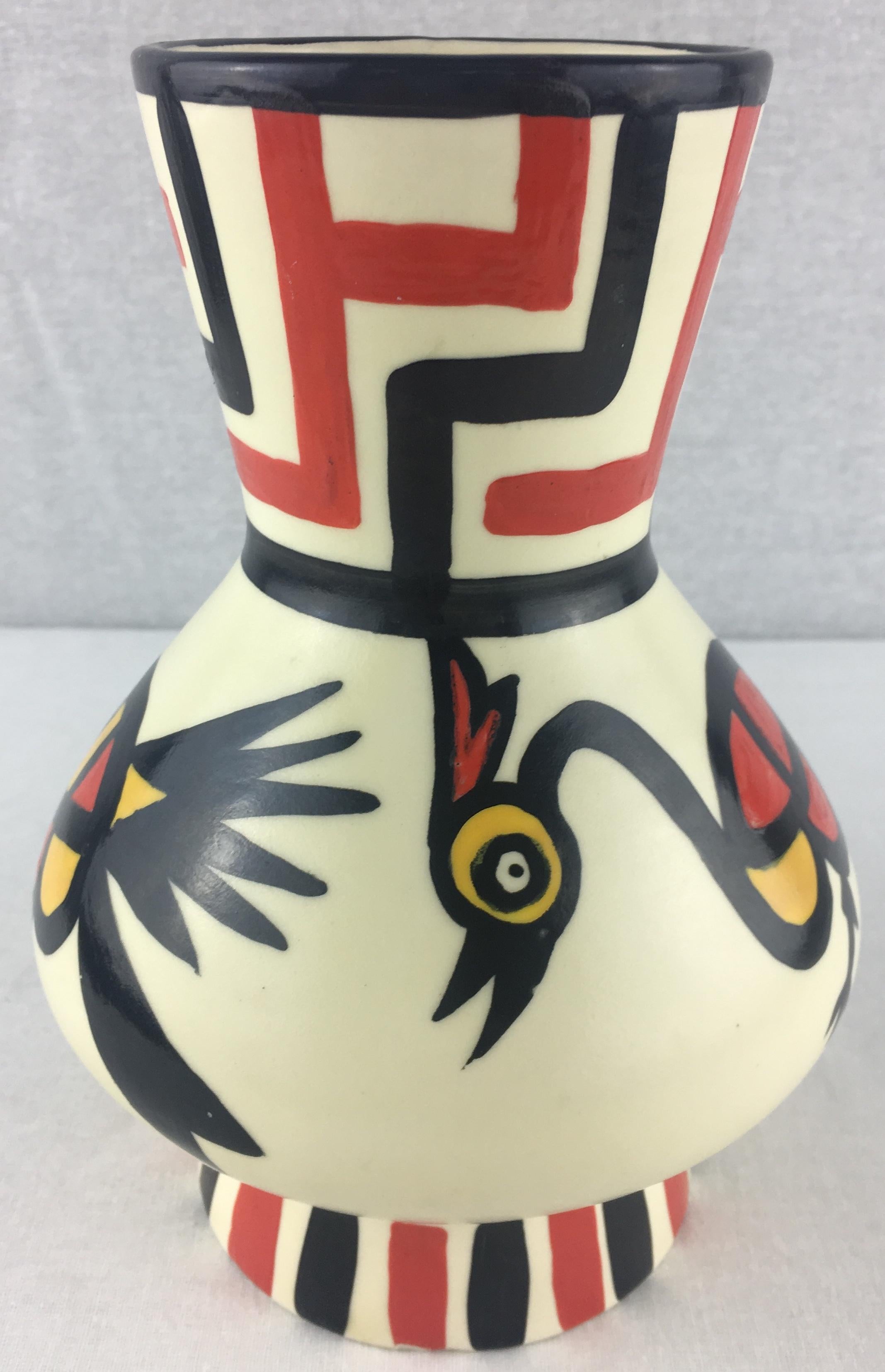 Hand-Crafted Midcentury Longwy Modernist Vase Model Lima, circa 1960s