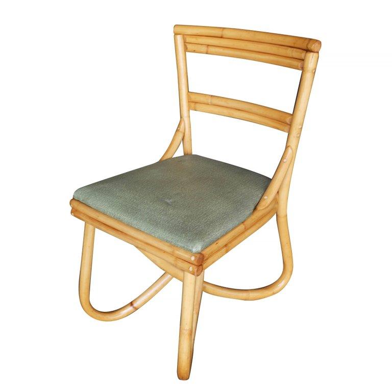 American Mid-Century Loop Leg Rattan Dining Side Chair, Set of Four