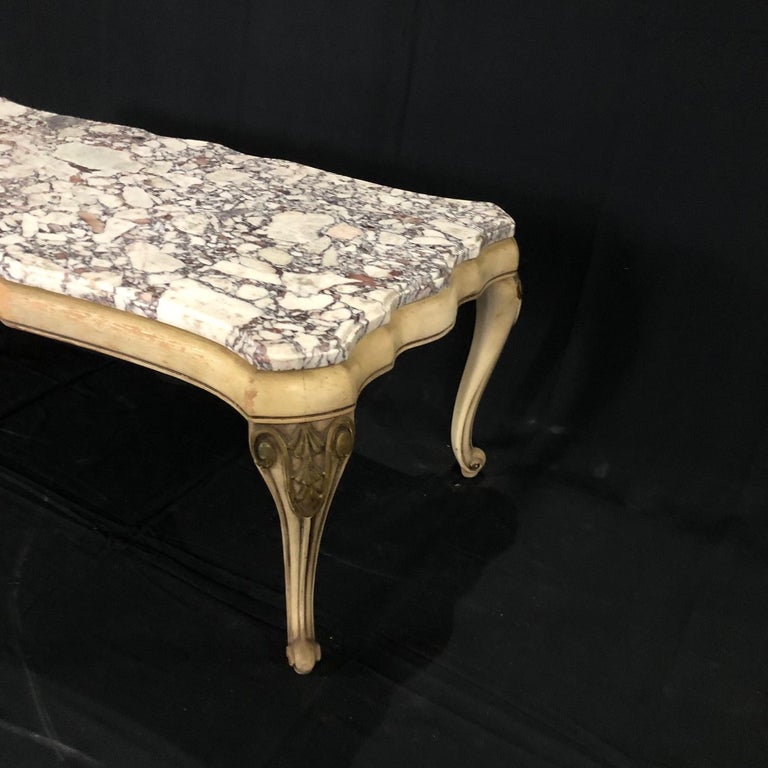Midcentury Louis XV Style Coffee Table with Stunning Marble Top at 1stDibs