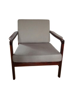 Midcentury Lounge Armchairs Set in Grey Linen, Zenon Bączyk, 1960s