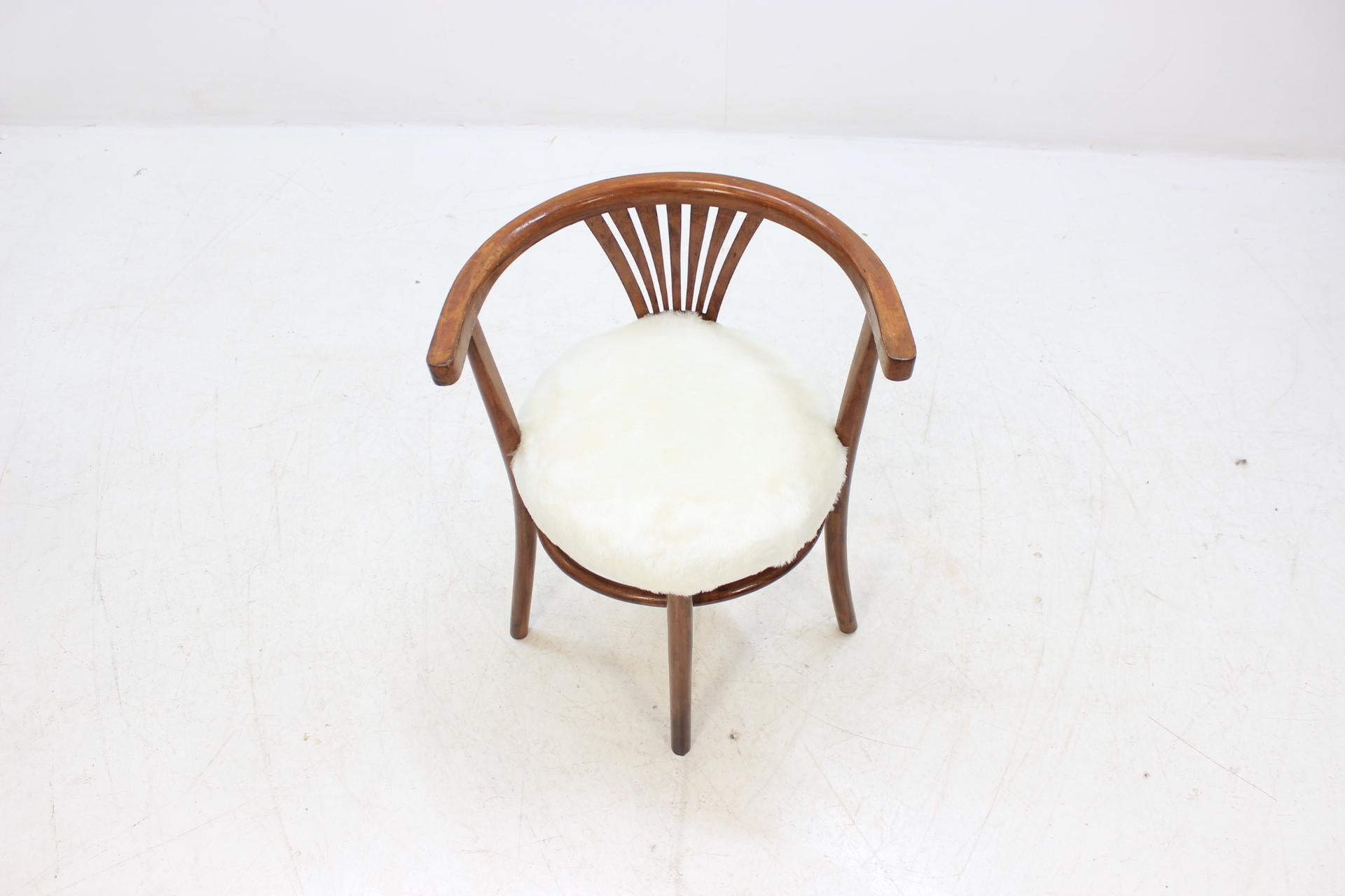 Sheepskin Midcentury Lounge Chair and Footrest, 1960s