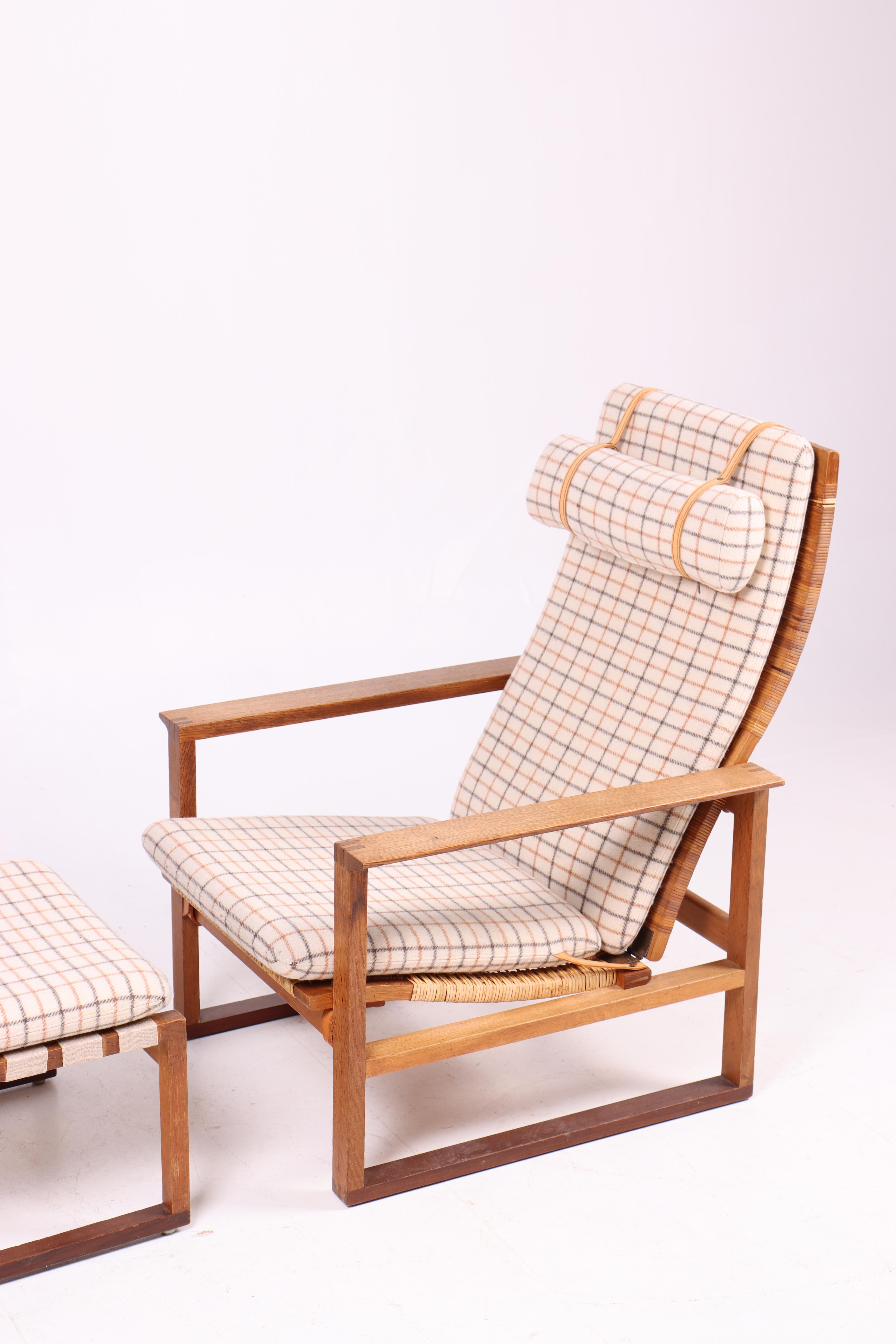 Scandinavian Modern Midcentury Lounge Chair and Ottoman by Børge Mogensen, Danish, 1960s