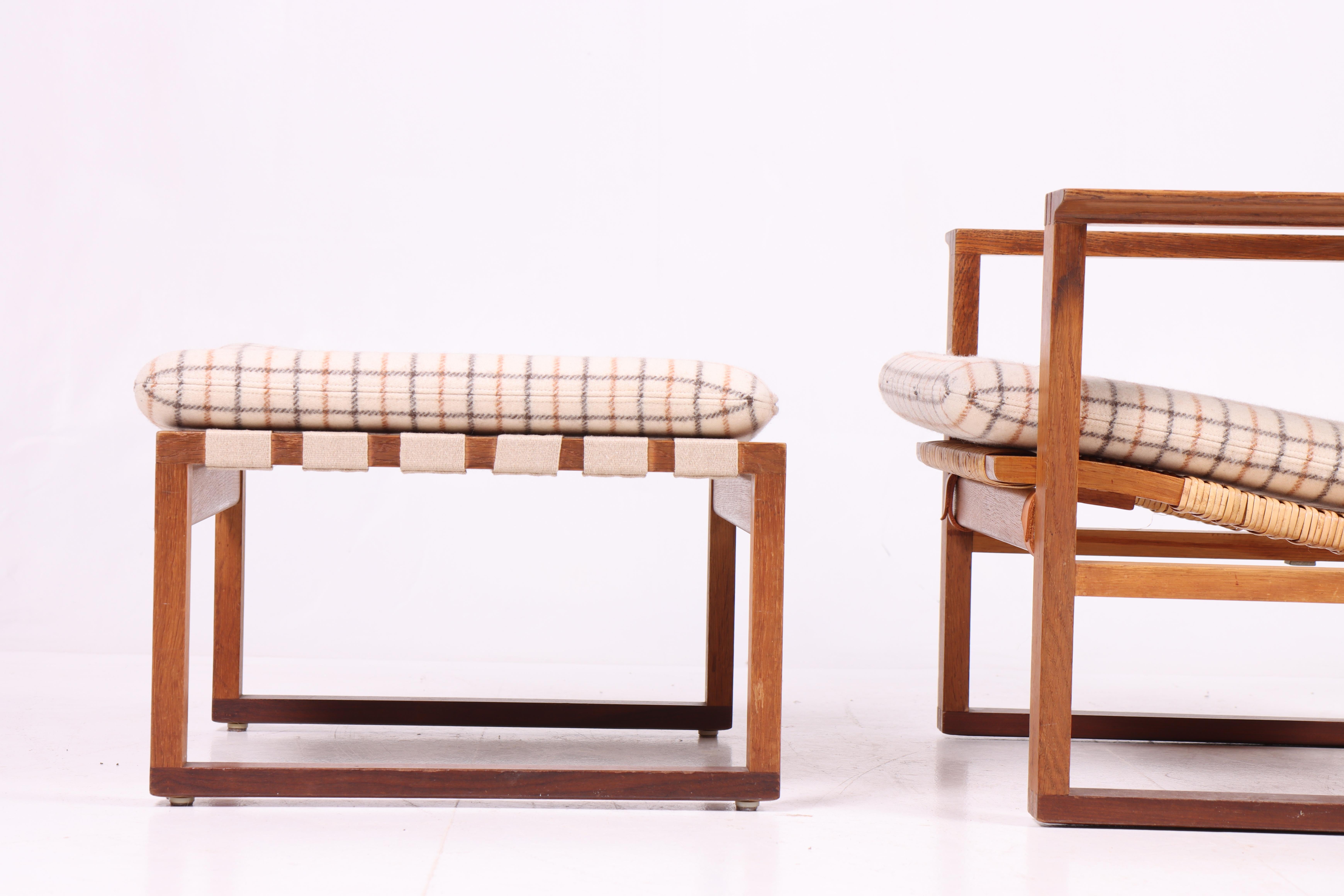 Mid-20th Century Midcentury Lounge Chair and Ottoman by Børge Mogensen, Danish, 1960s