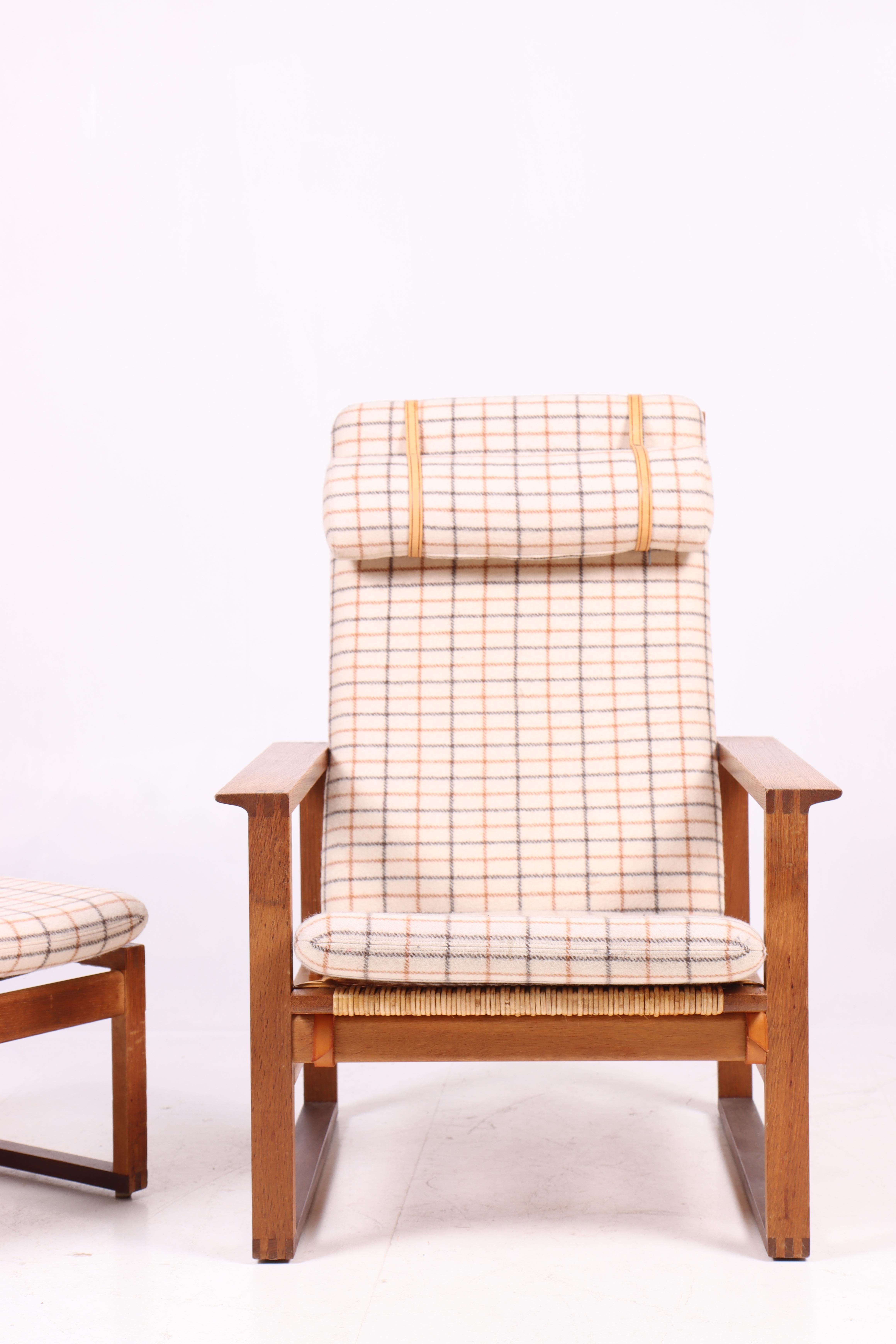 Fabric Midcentury Lounge Chair and Ottoman by Børge Mogensen, Danish, 1960s