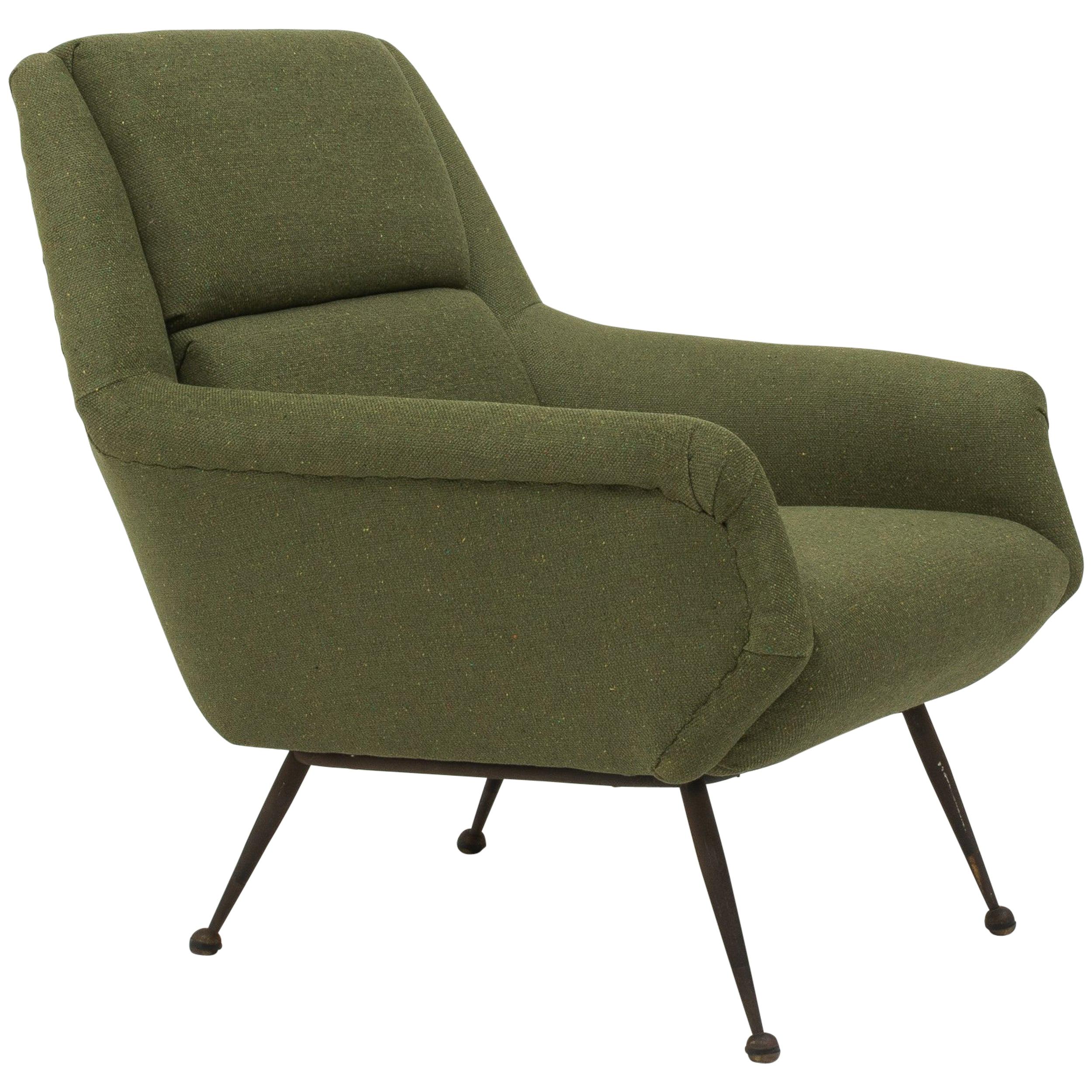 Midcentury Lounge Chair by Gio Ponti for Minotti in Green Fabric