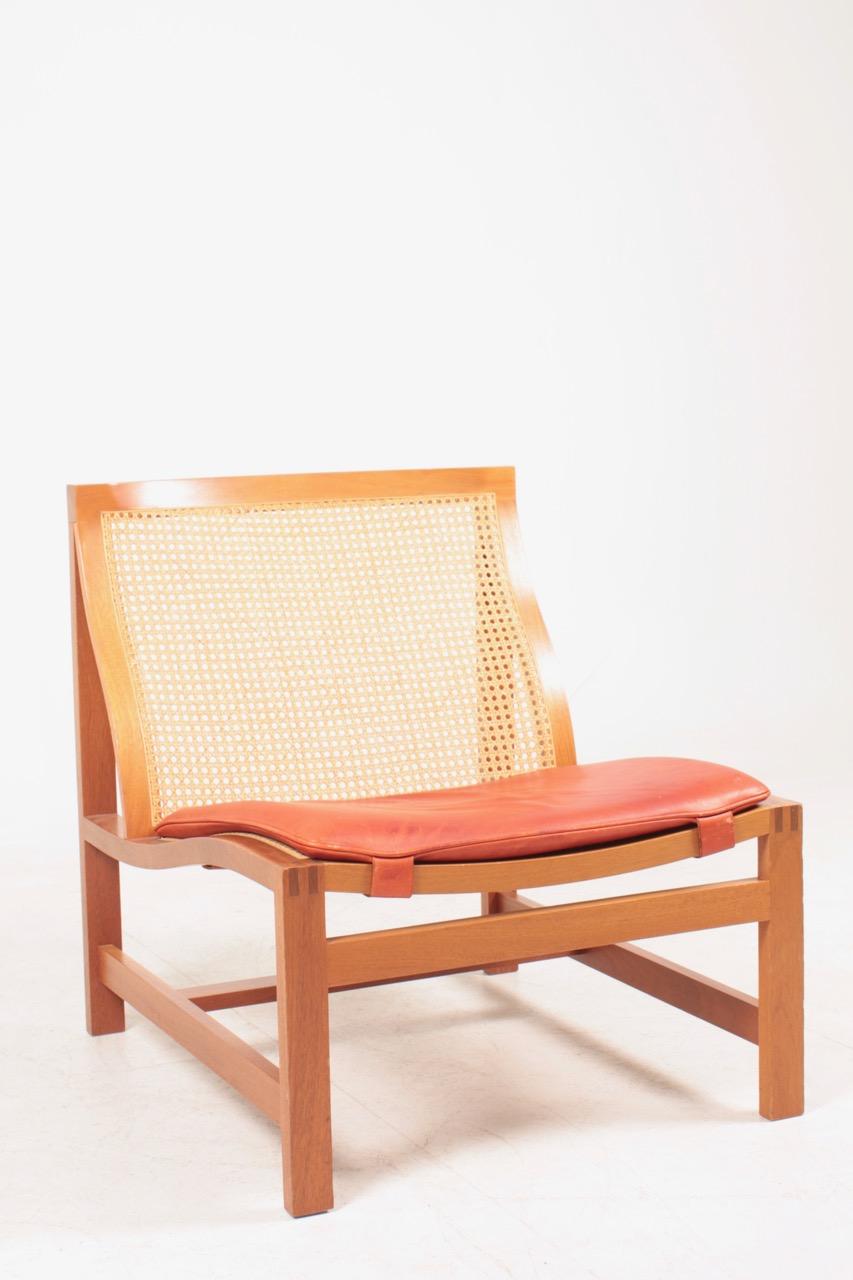 Late 20th Century Midcentury Lounge Chair by in Beech and Patinated Leather, Danish