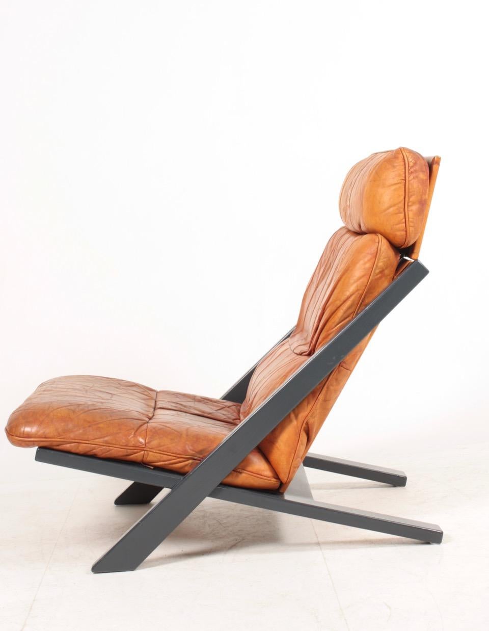 Mid-Century Modern Midcentury Lounge Chair by Ueli Berger for De Sede Lounge in Cognac Leather