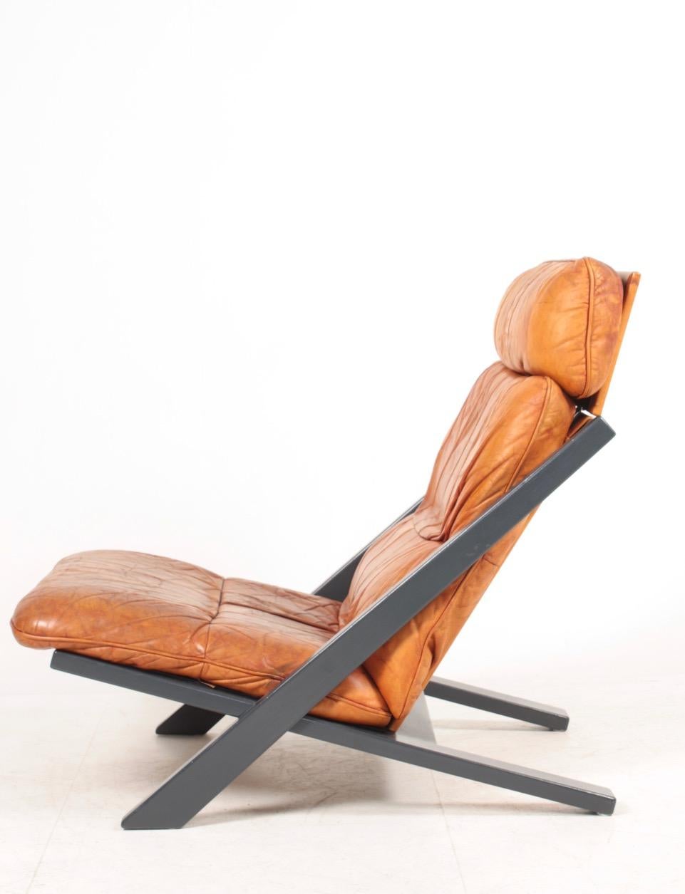 Swiss Midcentury Lounge Chair by Ueli Berger for De Sede Lounge in Cognac Leather
