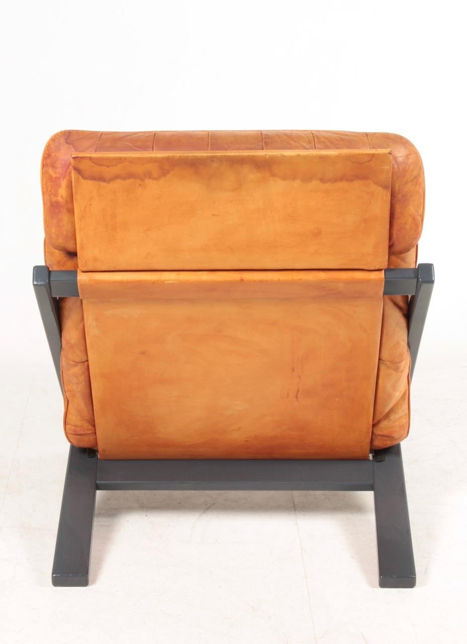 Midcentury Lounge Chair by Ueli Berger for De Sede Lounge in Cognac Leather 1