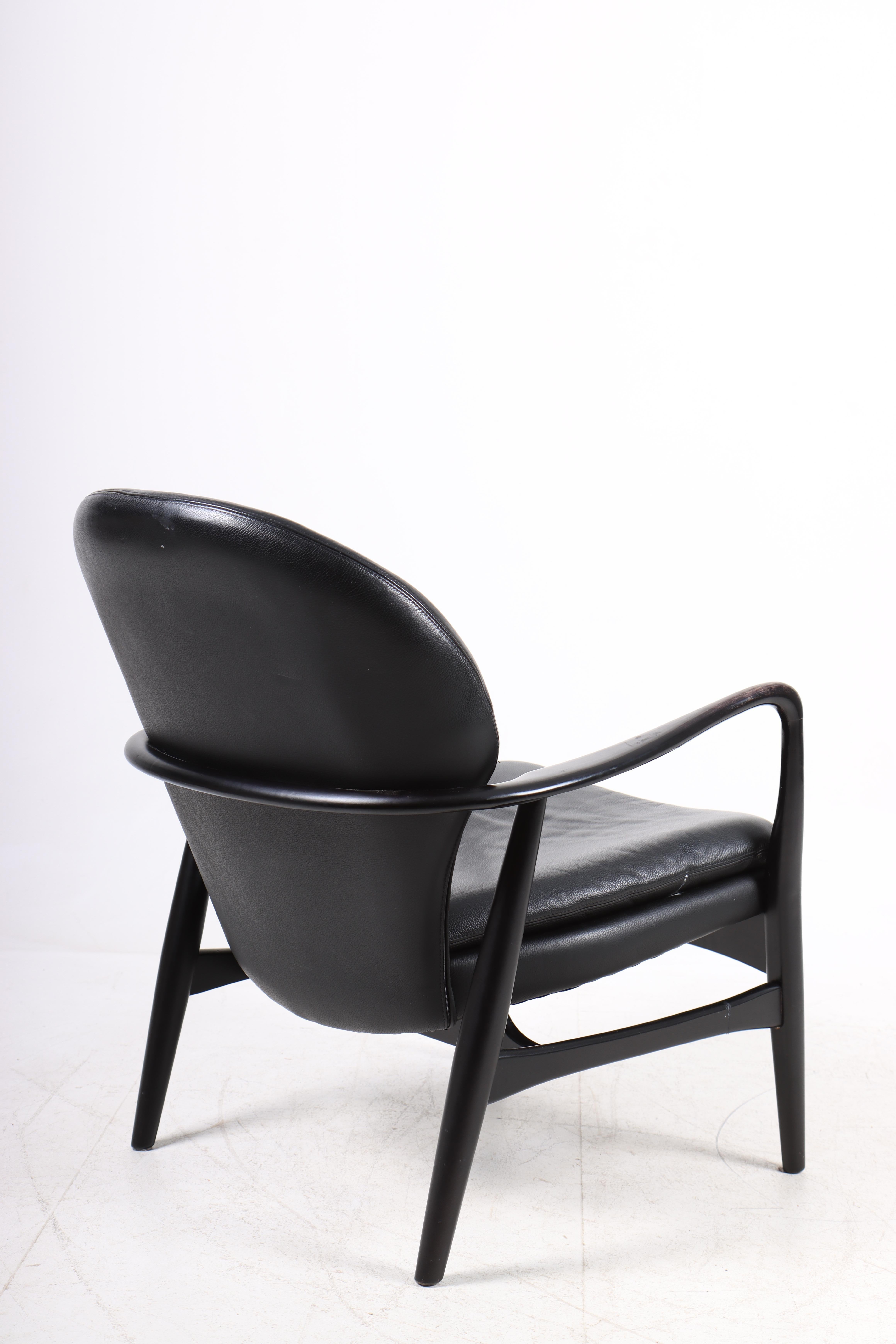 Leather Mid-Century Lounge Chair Designed by Ib Madsen & Acton Schubell For Sale